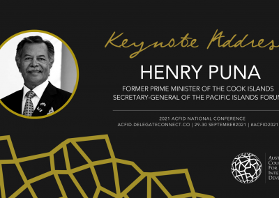 Former PM of the Cook Islands Announced as ACFID Keynote Speaker