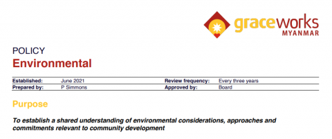 Graceworks Myanmar Environment Policy