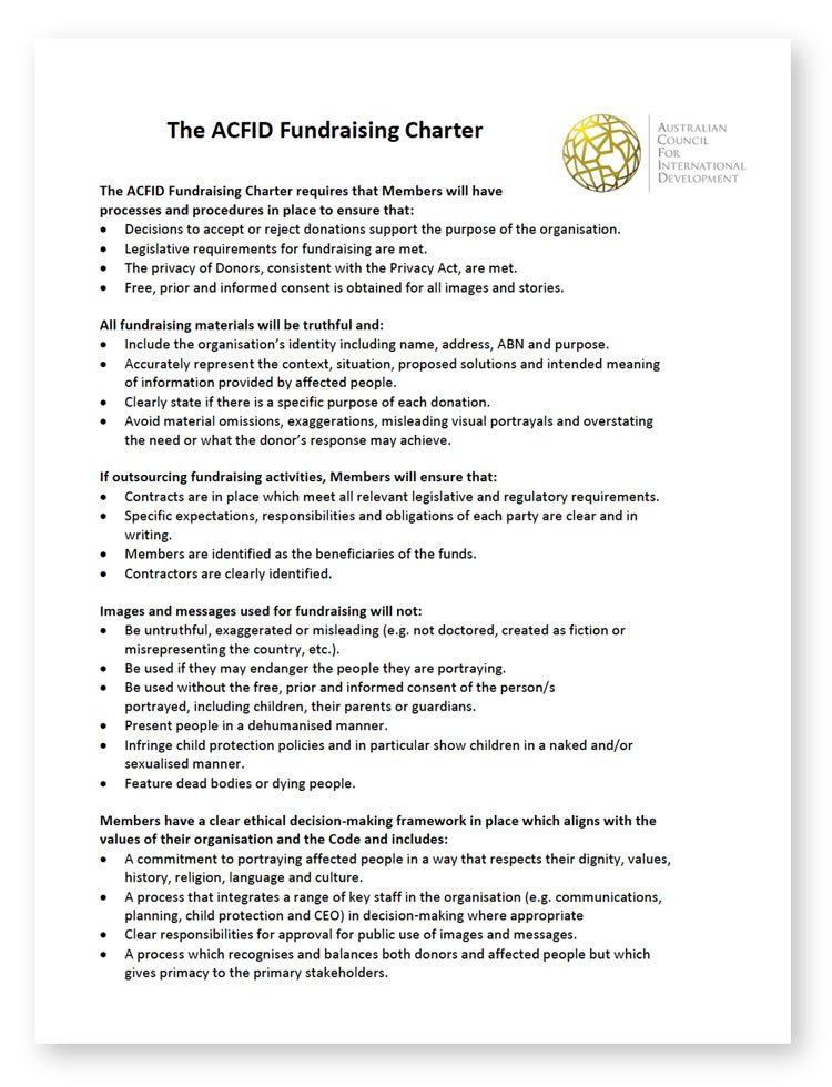 ACFID Fundraising Charter