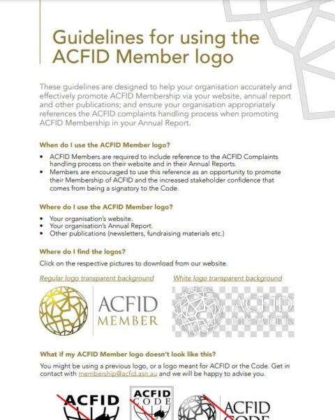 Guidelines for using the ACFID Member logo