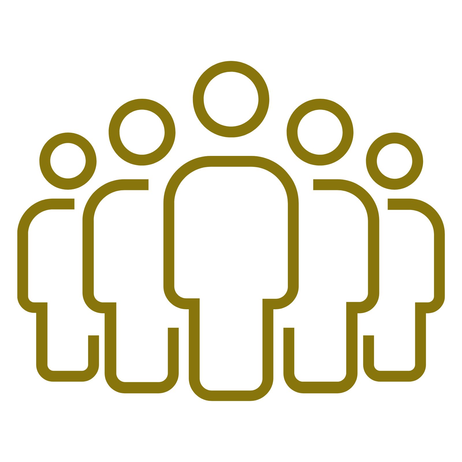 Icon of five gold people standing in triangular formation