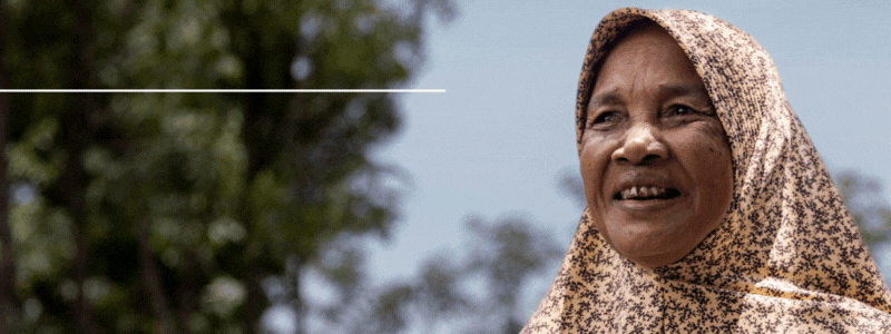 The ACFID Weekly gif - features a woman smiling into a corner. She has recently had cataract surgery