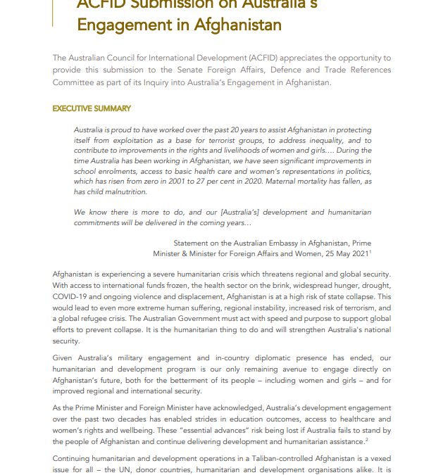 ACFID Submission to Senate Inquiry on Afghanistan