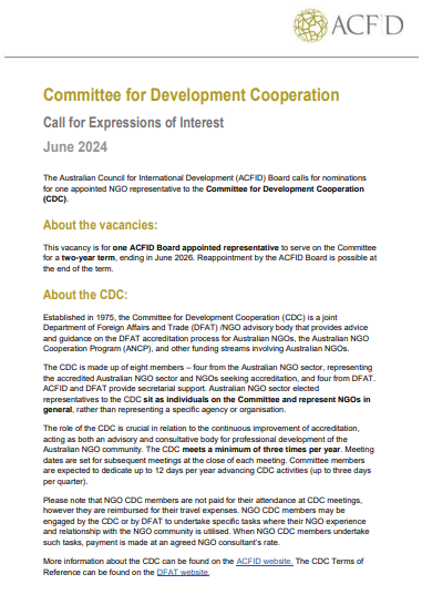 CDC Calls for Expression of Interest
