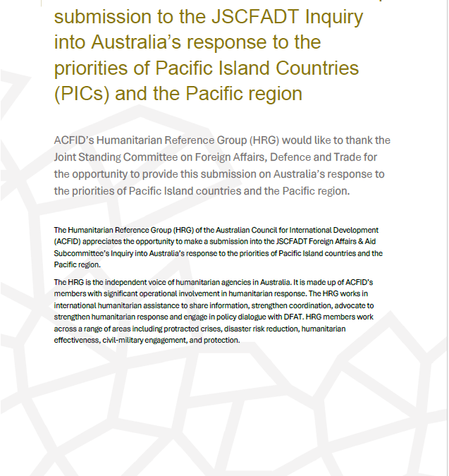 Submission to the inquiry into Australia’s response to the priorities of Pacific Island Countries (PICs) and the Pacific region.