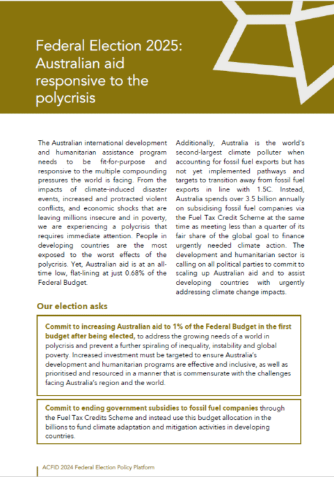 ACFID Federal Election Platform 2025